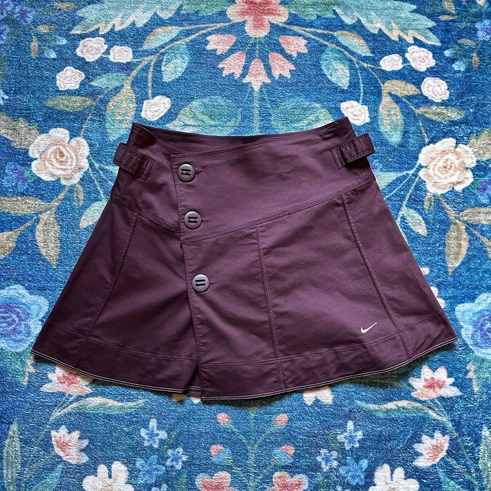 Vintage Sz XS Nike Dri Fit Merlot Pleated Wrap Skirt w/ Adjustable Side Straps